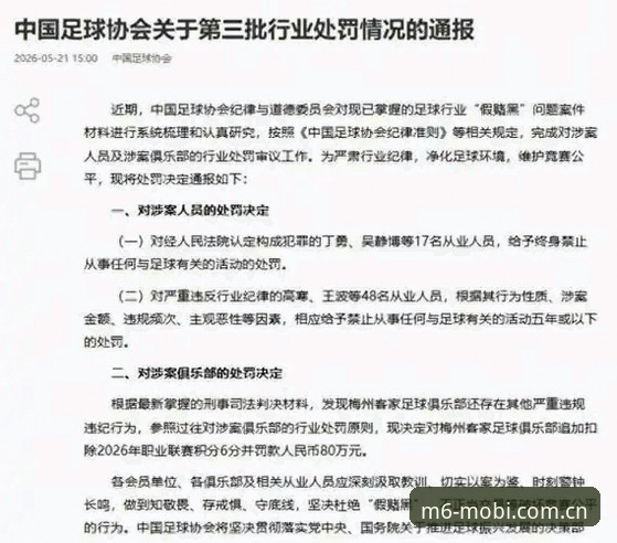 中国足球反腐风暴完整指南：从m6体育平台看禁足名单背后的行业洗牌